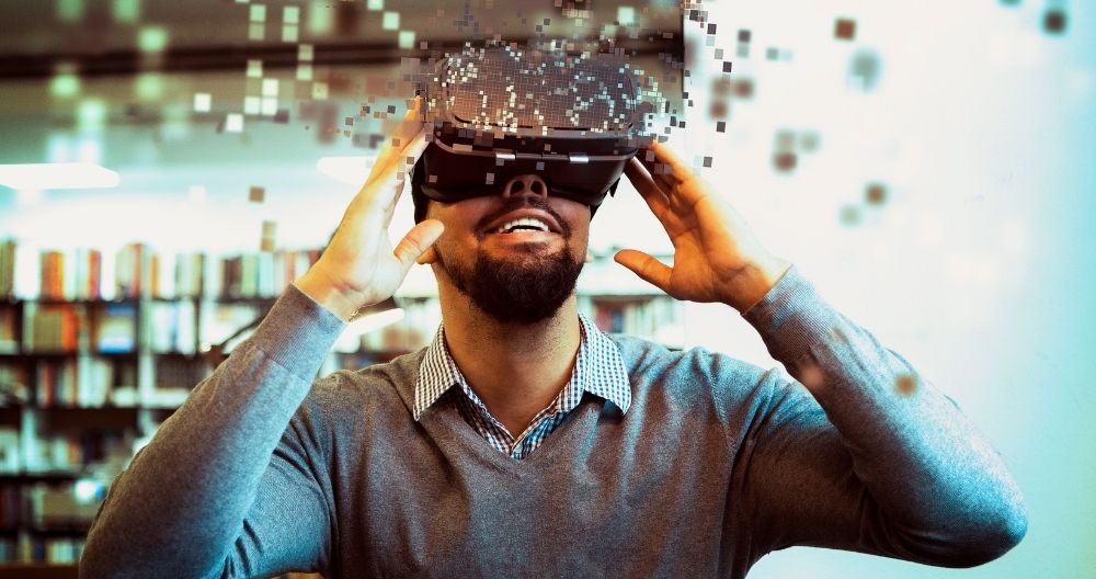 A man wearing VR headset