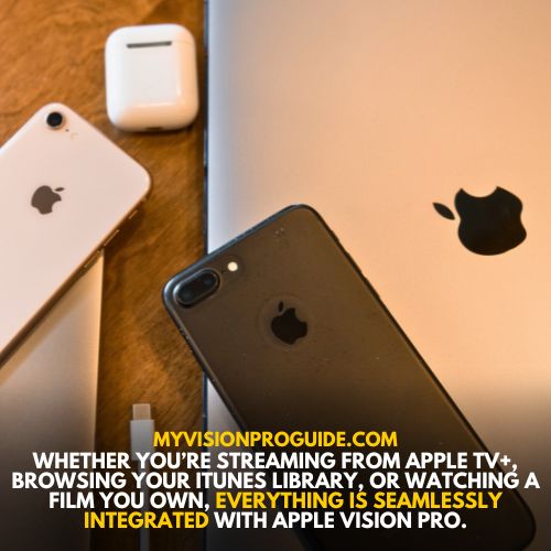 Apple Vision Pro works harmoniously with all your Apple devices, seamlessly bringing your favorite movies to life. 